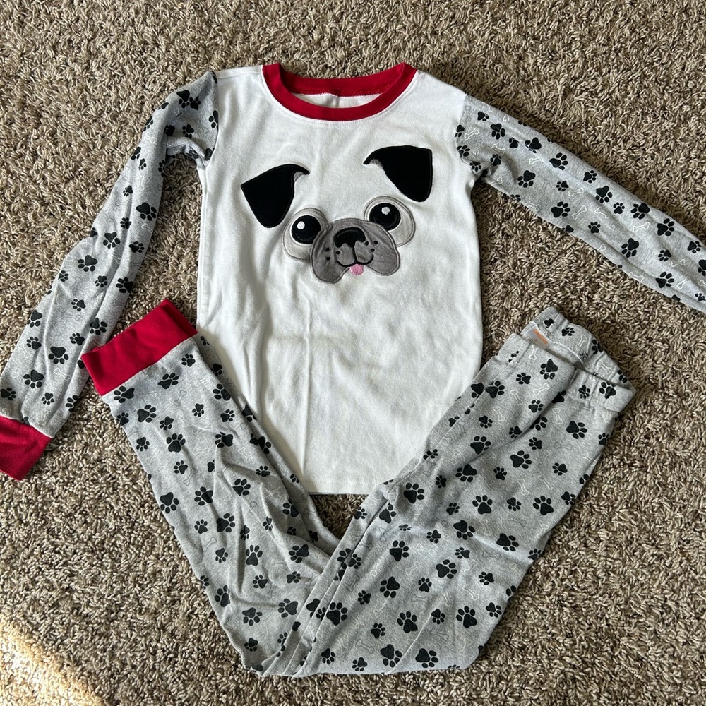 Cute Pug Pajama Set with Red Accents